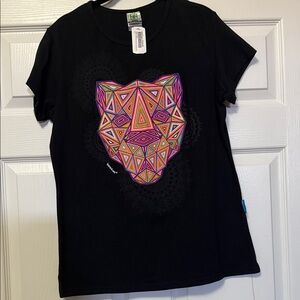 Karani Art new with tag women’s Geometric Panther Black T-Shirt size XL